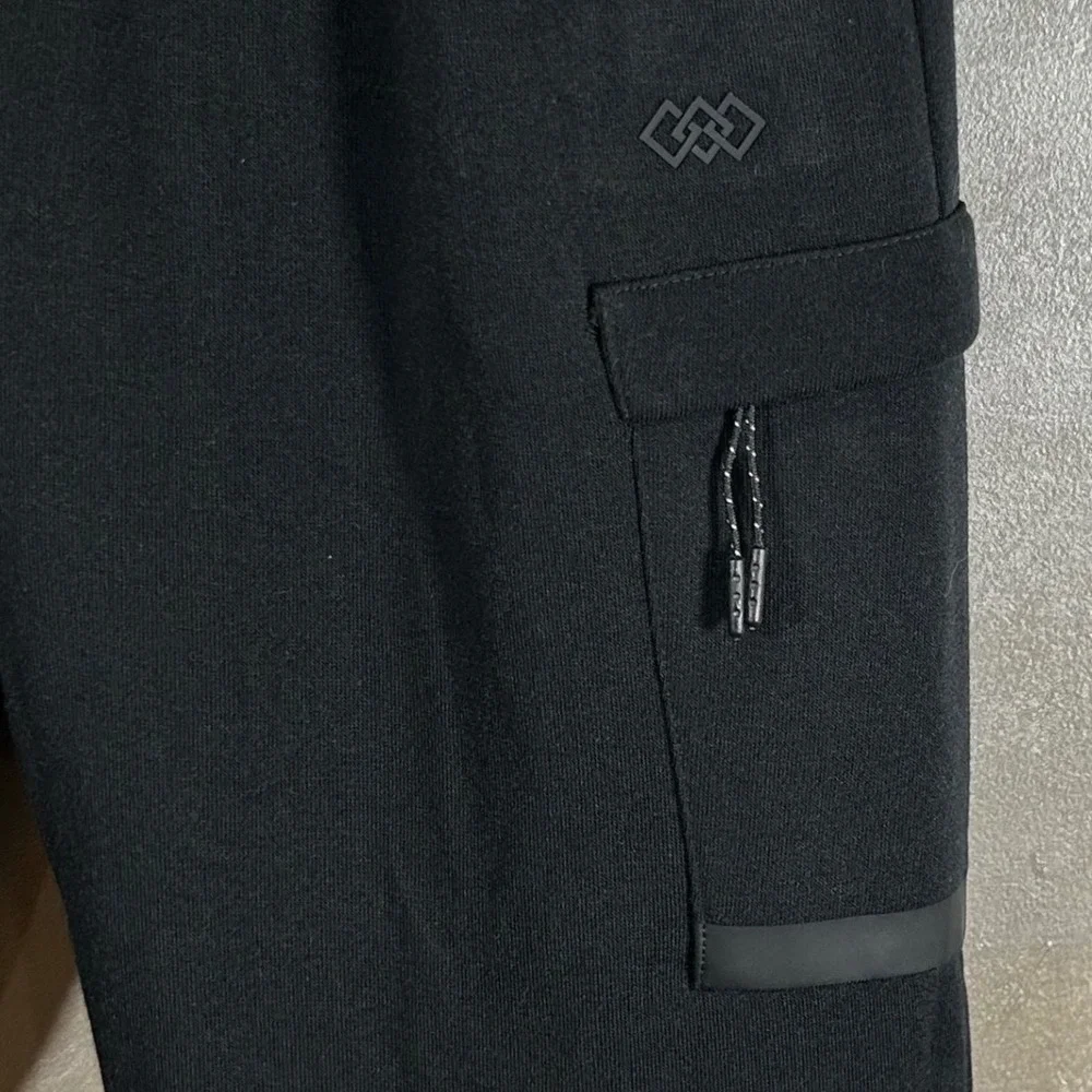 Leg3nd Mens Black Fleece Cargo Joggers Techwear Utility Sweatpants Small NEW